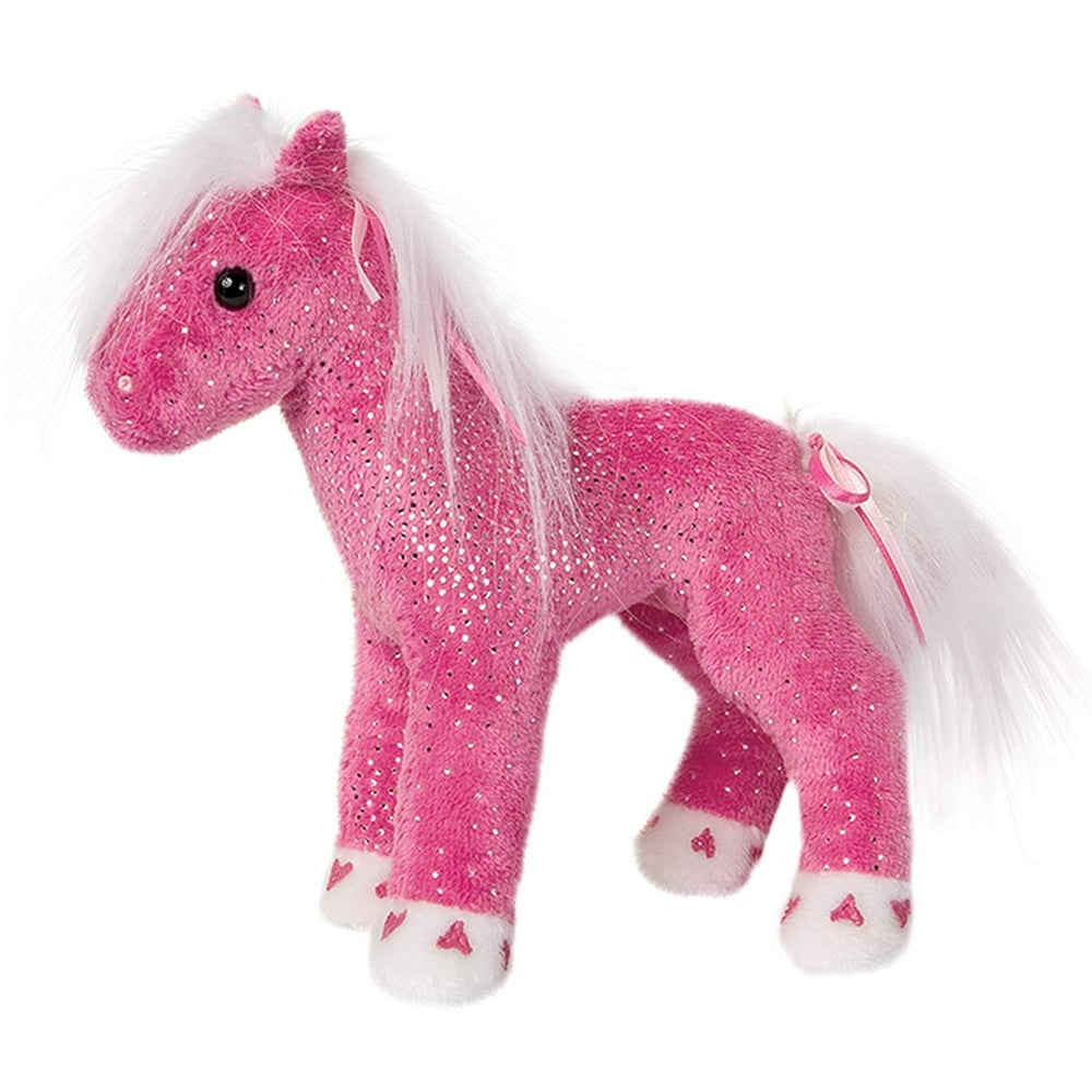 Plush Horse, Gem Pink Sparkle Horse, 7 long (18 cm) Kohair and Machine