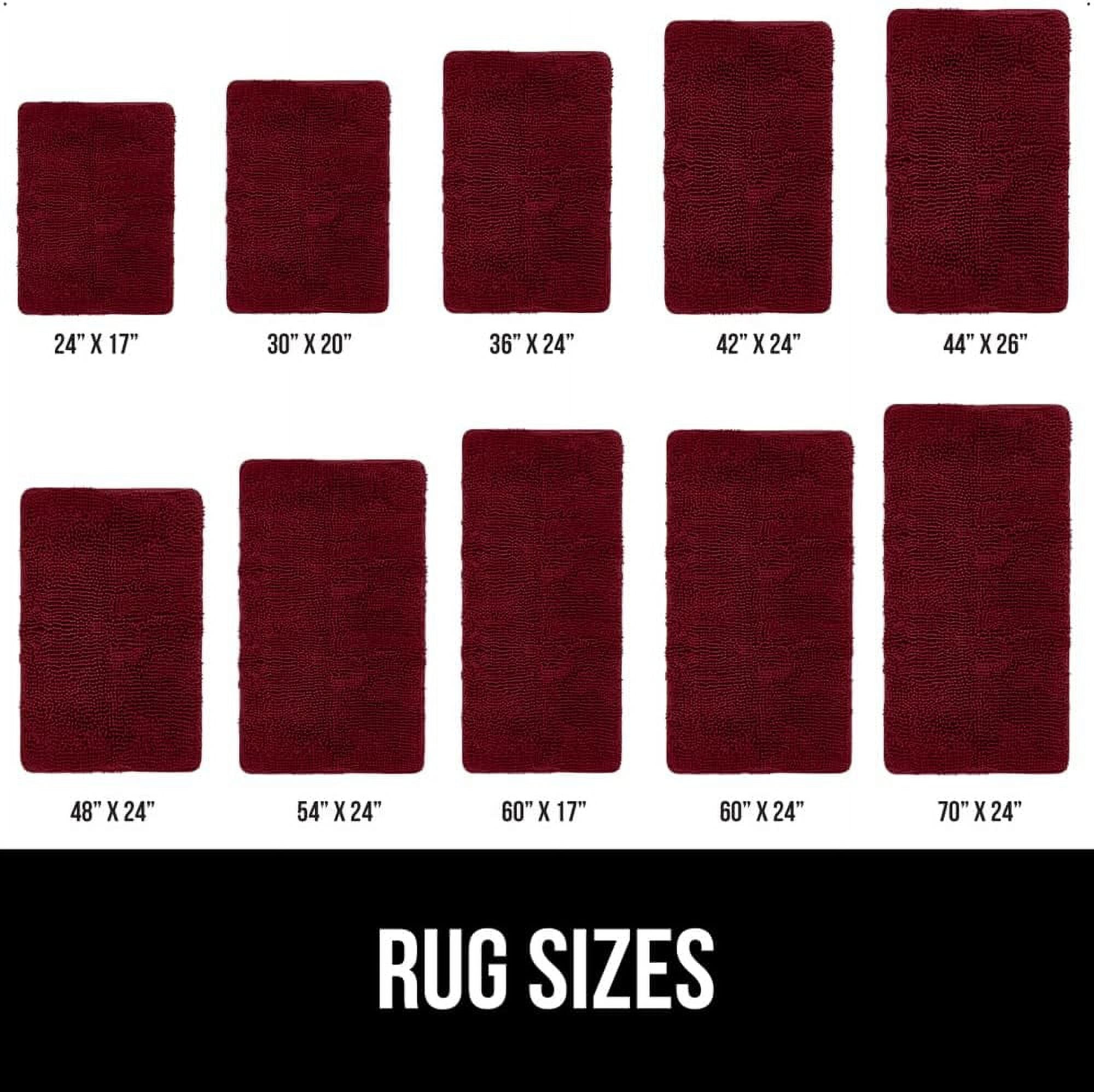 Bath Rug 30x20, Thick Soft Absorbent Chenille, Rubber Backing Quick Dry Microfiber Mats, Machine Washable Rugs for Shower Floor, Bathroom Runner Bathmat Accessories Decor, Burgundy