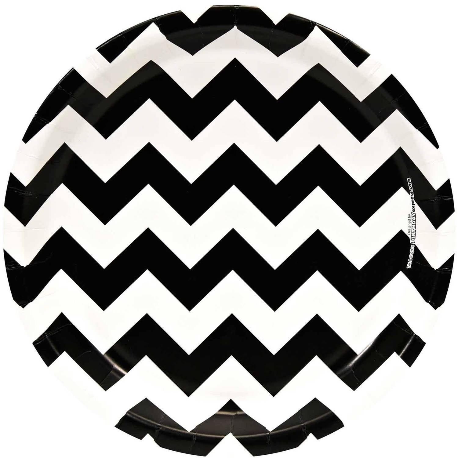 Chevron Black Dinner Plates, Pack of 8