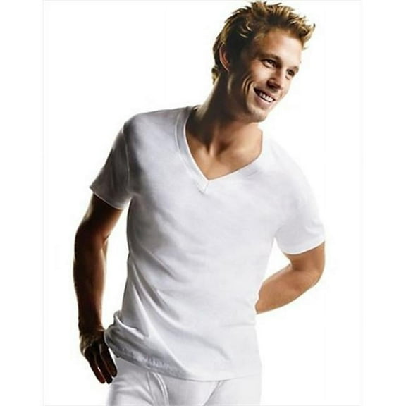 777 Men Comfortsoft V-Neck Undershirt 3-Pack Large White