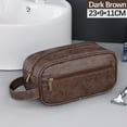 thumbnail image 3 of RBCKVXZ Coffee Leather Toiletry Travel Pouch with Waterproof Lining - Vintage Kit Bag, Shaving & Bathroom Organizer, Gift for Men & Women, 3 of 7