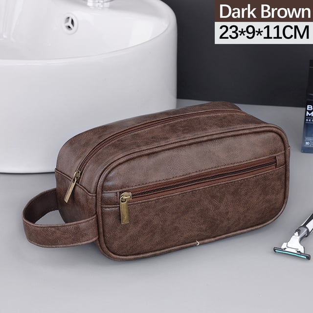 Apmemiss Clearance PU Leather Toiletry Bag for Men, Large Travel Toiletry Organizer, Water-resistant Shaving Bag for Toiletries Accessories,Door Room Essentials,Cosmetic Bag with Portable Handle