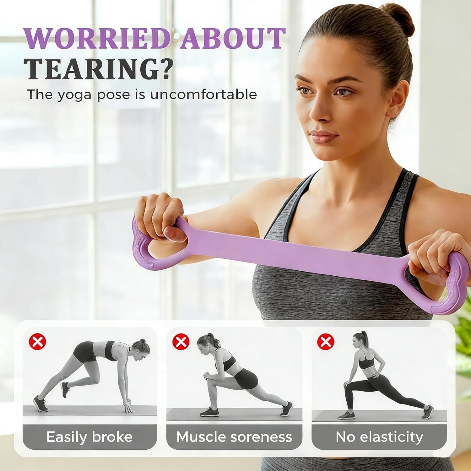 Yoga Resistance Band, New Figure 8 Resistance Bands With Handles - Ideal Exercise Bands For Women For Arm, Back & Shoulder Stretching And Strength Training