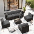 thumbnail image 4 of SUNCROWN 7-Piece Outdoor Patio Furniture Sofa Set All-Weather Wicker Sectional Conversation Set with Modern Glass Coffee Table and Cushions,Dark Grey, 4 of 9