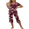 thumbnail image 2 of Ensemble de Pyjama pour Femmes, Chemise à Manches Courtes et Pantalon Capri, Tenue de Nuit, Ensembles de Pjs, Tenue de Nuit Douce, 2 of 6