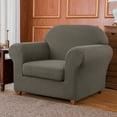 thumbnail image 3 of Subrtex Stretch 2-Piece Textured Grid Sofa Slipcover Jacquard Non Slip Couch Cover (Taupe, Armchair), 3 of 7