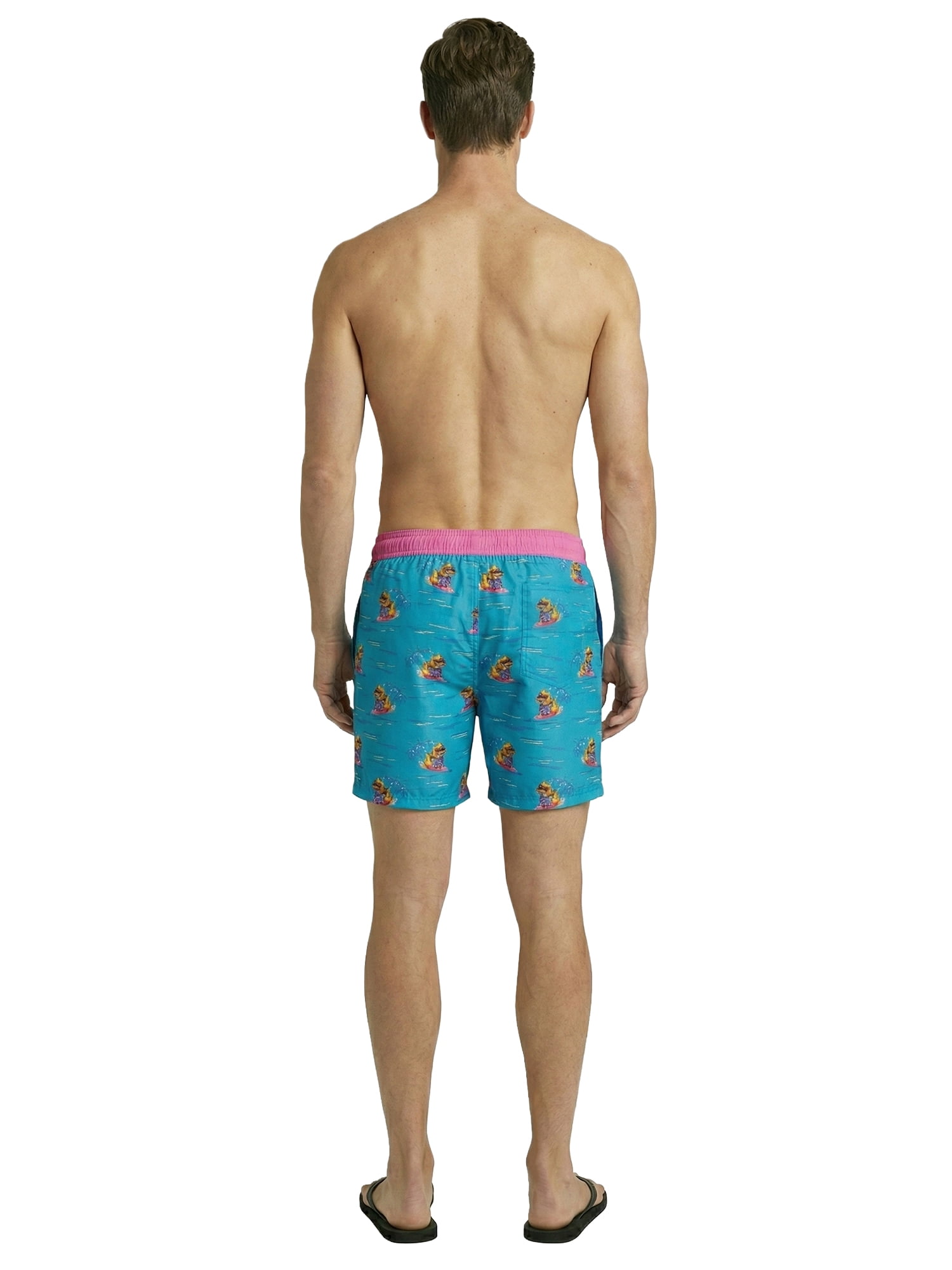 Birdie Bound Men's Printed Surfing Ducks Swim Trunks, Sizes S-3XL