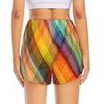 thumbnail image 2 of Lsque Abstract Watercolors Tartan Printed Women's Running Shorts with Liner Pockets,Elastic Quick Dry Workout Athletic Gym Yoga Shorts,Womens High Waist Shorts-XX-Large, 2 of 9