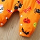 thumbnail image 4 of Gibobby pantalones siameses de pierna ancha sin mangas de Halloween para niños y niñas con estampado de dibujos animados(Anaranjado， 12-18 Meses), 4 of 5