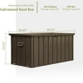 thumbnail image 2 of 100 Gallon Outdoor Storage Box with Lockable Lid & Hydraulic Assist, Rolling Castors, Waterproof Metal Deck Box for Patio Cushions, Gardening Tools, UV-Resistant, Dark Brown, 2 of 7