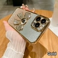 thumbnail image 3 of SaniMore for iPhone 12 Pro Max Case Bowknot Glitter Rhinestone Bling Plating Luxury Women Girl, Shine Diamond Case for iPhone 12 Pro Max 6.7" 2020 Protective Cover, Clear Gradient Gold, 3 of 11