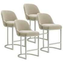 Leick Home Barrelback Counter Stool with Oatmeal Seat and Pewter Metal Base, Set of 4