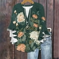 thumbnail image 2 of Floral Tops for Women Summer Peplum 3/4 Sleeve Tops Henley Neck Shirts 2025 Trendy Casual Boho Blouses Lounge Ruffle Sleeve Tee Shirts Relaxed Fit Blouses Holiday Beach Clothes, 2 of 5