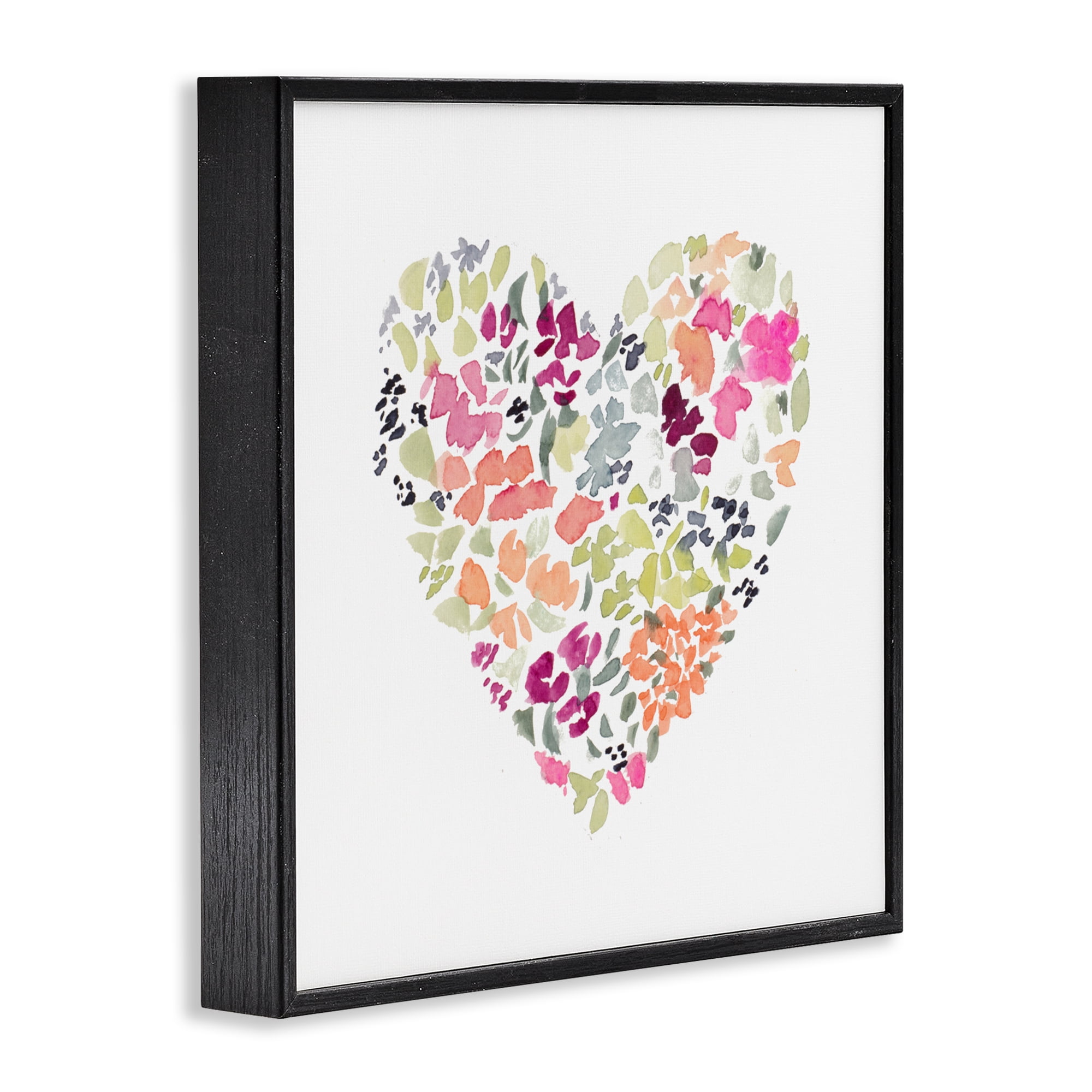 Stupell Industries Blooming Pastel Heart Black Framed Giclee Art, design by Lanie Loreth