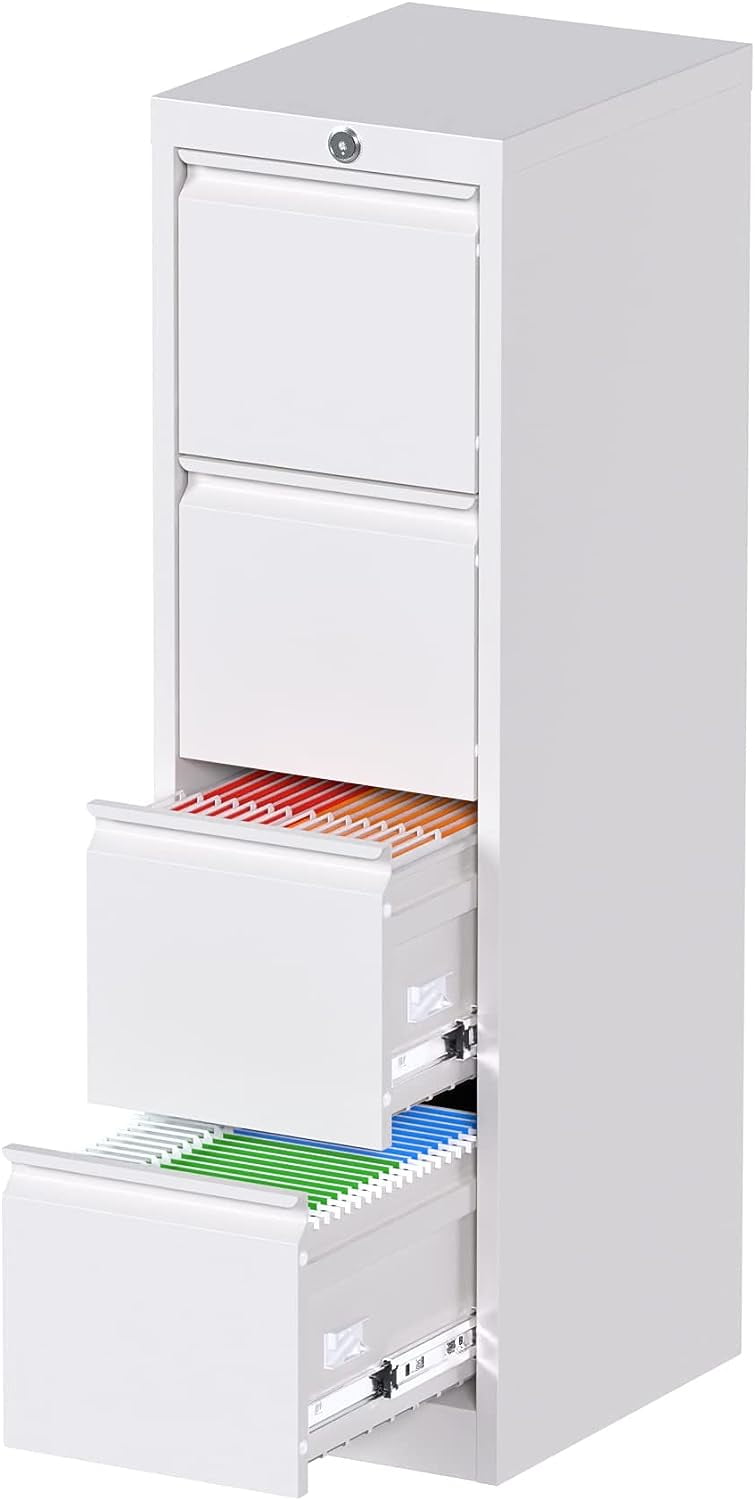 4 Drawer Vertical File With Lock, Metal Filing For