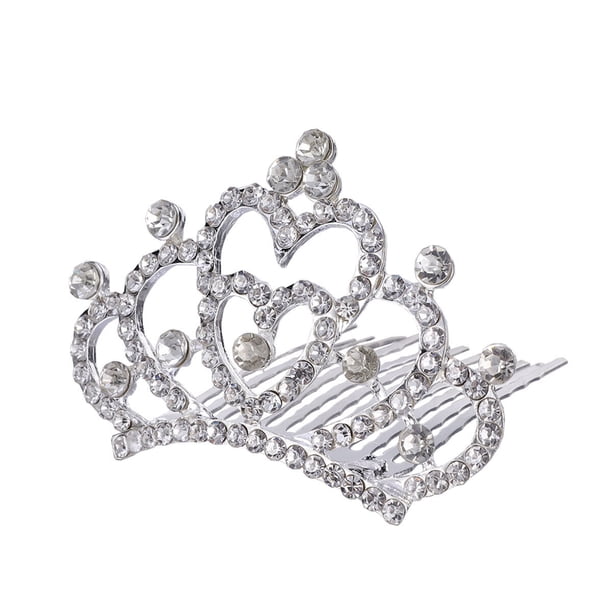 Corona de pelo de moda para niñas, tiara de cristal brillante, tocado para niñas, accesorio para el pelo de fiesta (blanco)