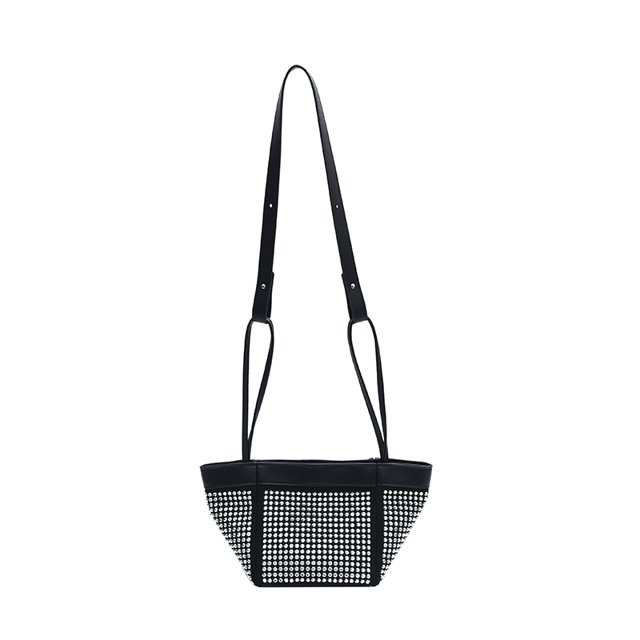 Bolso bandolera brillante de piel sintética con diamantes de imitación para mujer
