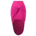 thumbnail image 2 of A2Y Women's Sexy High Waist Draped Wrap Hi Low Pencil Skirt Fuchsia L, 2 of 3