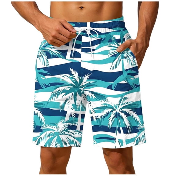 Men's Beach Shorts Printed Casual Athletic Shorts Elastic Waist Drawstring Side Pockets Quick Dry Lightweight Swim Trunks for Summer Vacation Beige XL