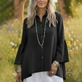 thumbnail image 5 of Dvprdro Womens Cotton Linen Ruffle Hem Blouses 3/4 Sleeve Button Down Collared Shirts, 5 of 6