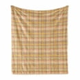 thumbnail image 1 of Brown Plaid Soft Flannel Fleece Throw Blanket, Vertical and Horizontal Streaks in Various Colors Earth Tones Continuing, Cozy Plush for Indoor and Outdoor Use, 70" x 90", Multicolor, by Ambesonne, 1 of 6