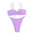 thumbnail image 1 of Women‘s Swimsuit Knot Front Tie Two Piece Bikini Set  Red S-2XL, 1 of 5