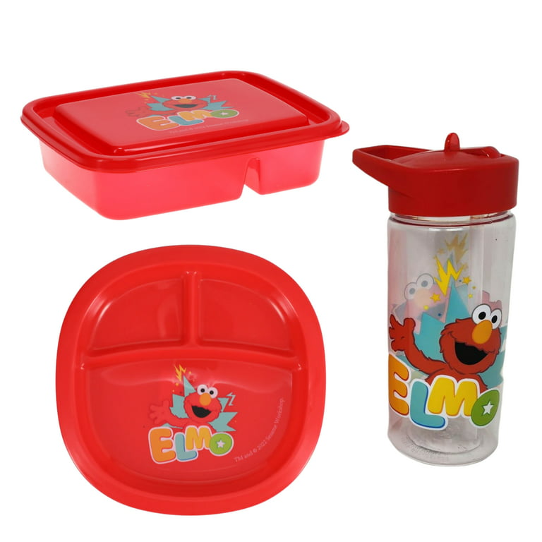 Sesame Street Elmo Lunch Box Kit for Kids Includes Red Bento Box Divided  Plates and Tumbler BPA-Free, Dishwasher Safe Toddler-Friendly Lunch  Containers Home School Travel Nursery Food Plates Set of 3 