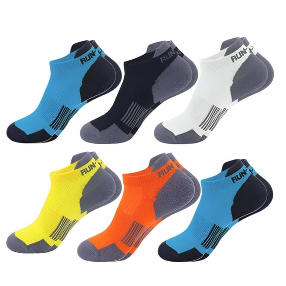 TELOLY Cotton Socks for Men Low Cut, Max Cushion Thick Athletic Ankle Mens Sock for Hiking Running Sport Work 6 Pack, Blend Colors