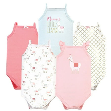 UPC: 0660168528503 | Hudson Baby Infant Girl Cotton Sleeveless Bodysuits 5pk  Llama  0-3 Months
