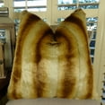 thumbnail image 1 of Thomas Collection Gold Beige Brown Chinchilla Faux Fur Throw Pillow - 17418, 1 of 5
