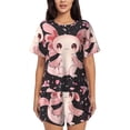 thumbnail image 1 of Balery Cute Axolotl Sakura Blossoms Conjunto de Pijama para Mujer con Estampado, Dos Piezas de Manga Corta y Shorts, Ropa de Dormir Suave con Cuello Redondo y Bolsillos-X-Large, 1 of 6