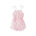 thumbnail image 3 of BFHHYA Little Girls Summer Floral Romper Adjustable Tie-Up Strap Short Jumpsuits Cute Shorts Overalls for Girls Size 2-5 Years, 3 of 6