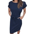 thumbnail image 1 of Summer Dress With Belt For Casual And Date Outfits Short Sleeve Design Easy Care And Versatile Wear, 1 of 6