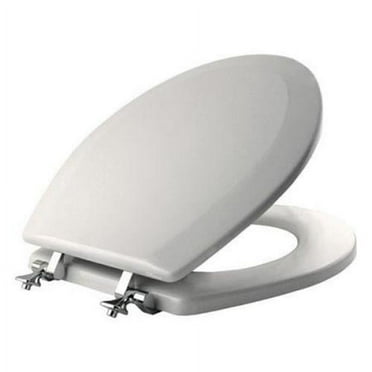 Mayfair Round Molded Wood Toilet Seat with Chrome Hinge White Height: 2.06 in