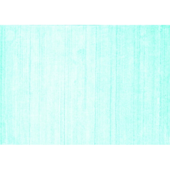 Ahgly Company Machine Washable Indoor Rectangle Solid Turquoise Blue Modern Area Rugs, 6' x 9'