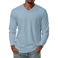 thumbnail image 3 of Busydd Long Sleeve T Shirt Men Casual Solid Color V Neck T Shirts Men Fashion Versatile Comfortable Mens T-Shirts, 3 of 7
