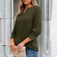 thumbnail image 5 of FAIWAD Sweaters for Women Ruffle 3/4 Sleeve V Neck Button up Dressy Casual Tops Loose Soft Ribbed Knit Clothes, 5 of 8
