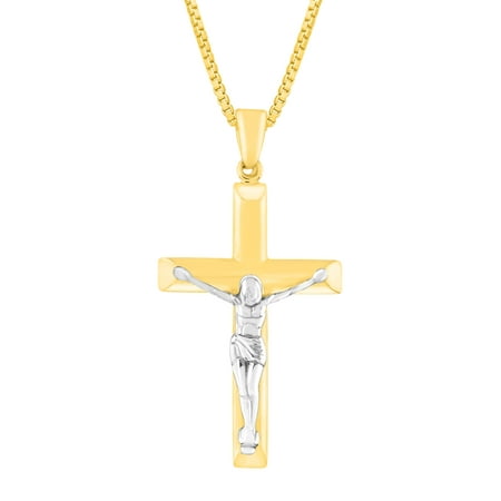 Duet Crucifix Cross Pendant Necklace in 14kt Gold-Bonded Sterling Silver