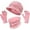 E-pink, variant on Loritta 3 Pieces Women Winter Hat Scarf Set, Knit Beanie Neck Warmer Touchscreen Mittens