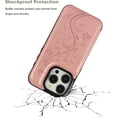 thumbnail image 6 of Compatible with iPhone 15 Pro Case Wallet with Card Holder,Embossed Butterfly Pattern PU Leather Double Buttons Flip Protective Shockproof Cover for Magnetic Car Mount 6.1 Inch (Rose Gold), 6 of 13