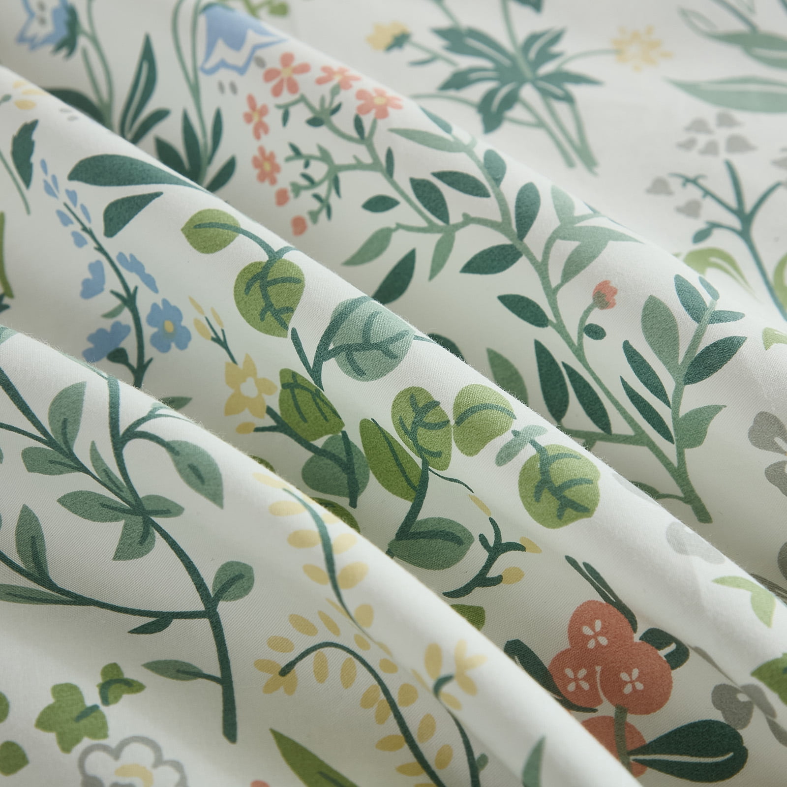 Duvet Cover 100% Cotton Comforter Cover Green Floral Breathable Duvet Cover with Zipper Closure & Corner Ties 3 Pcs Green Fragrant Grass Duvet Cover Set