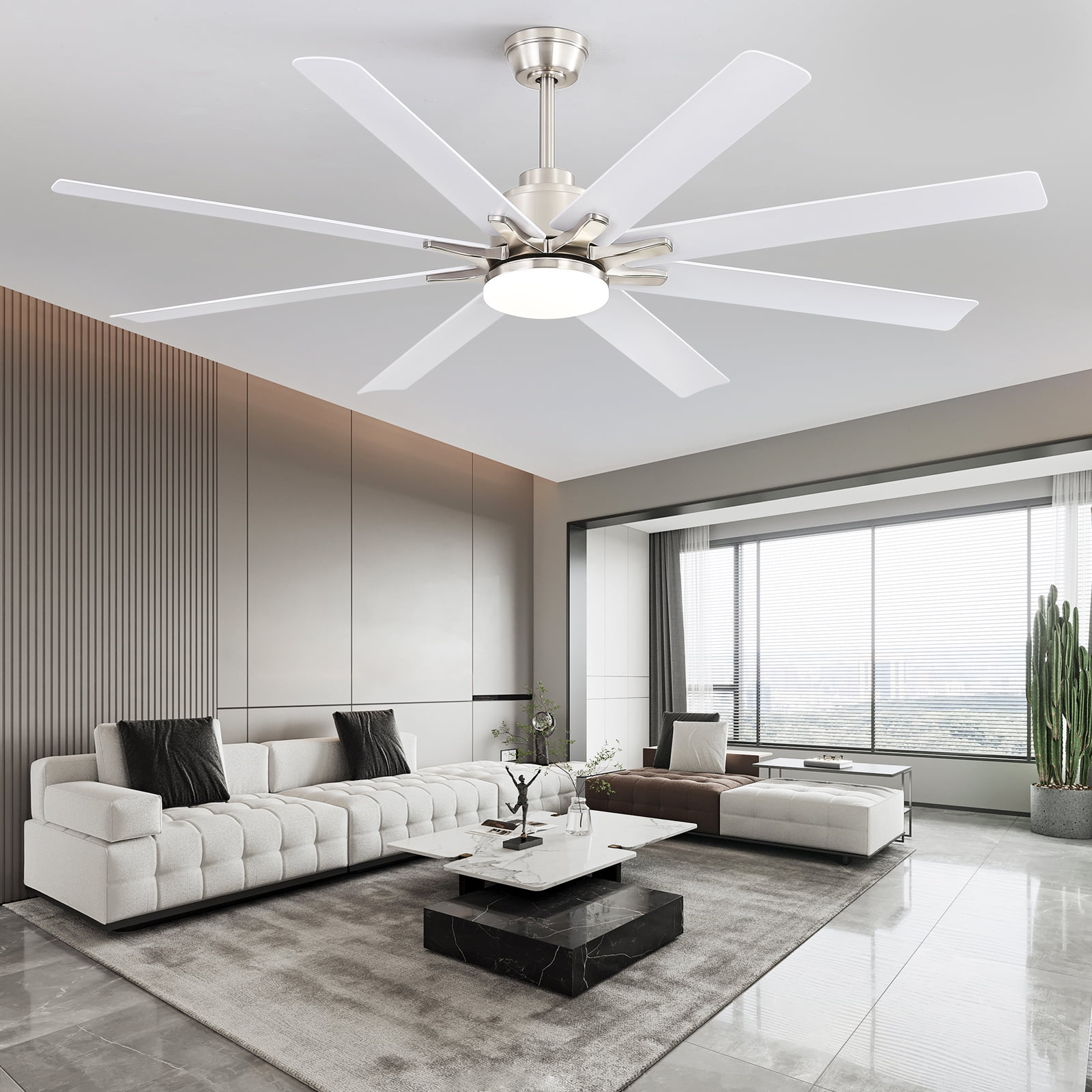 Sofucor 66-Inch Basic Ceiling Fan with LED Lights, Remote, App, and Voice Control, Indoor Outdoor Farmhouse