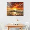 thumbnail image 2 of Acheng Canvas Prints Wall Art Sunset Ocean Beach Pictures Photo Paintings for Living Room Bedroom Home Decorations Modern Stretched and Framed Seascape Waves Landscape 20x16in, 2 of 6