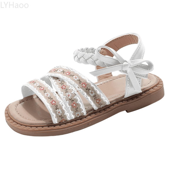 LYHaoo Girls Sandals Girls Sandals For Toddlers Floral Bow Design Comfortable Casual Outdoor Play Shoes For Baby To Ages 12 Months To 6 Years Sizes 7.5 Toddlers(12-18 Months)