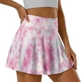thumbnail image 3 of Xoenoiee Purple Tie Dye Print Women's Quick Dry Pleated Tennis Skirts High Waisted Athletic Workout Running Sports Golf Skorts Volleyball, S, 3 of 6