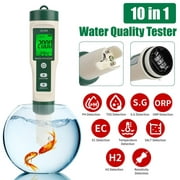 10 in 1 Digital Water Tester Meter, PH/TDS/EC/Salinity/SG/ORP/Hydrogen-rich/Resistivity/Temperature Degree/Nutrient Solution, Water Tester Pen for Drinking Water Hydroponics Plants Aquarium and Pool