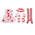 thumbnail image 3 of Clown Halloween Costumes for Women, Dress Socks Scarf Sleeves and Arm Bands Set, Cosplay Outfit for Party Events, 3 of 9