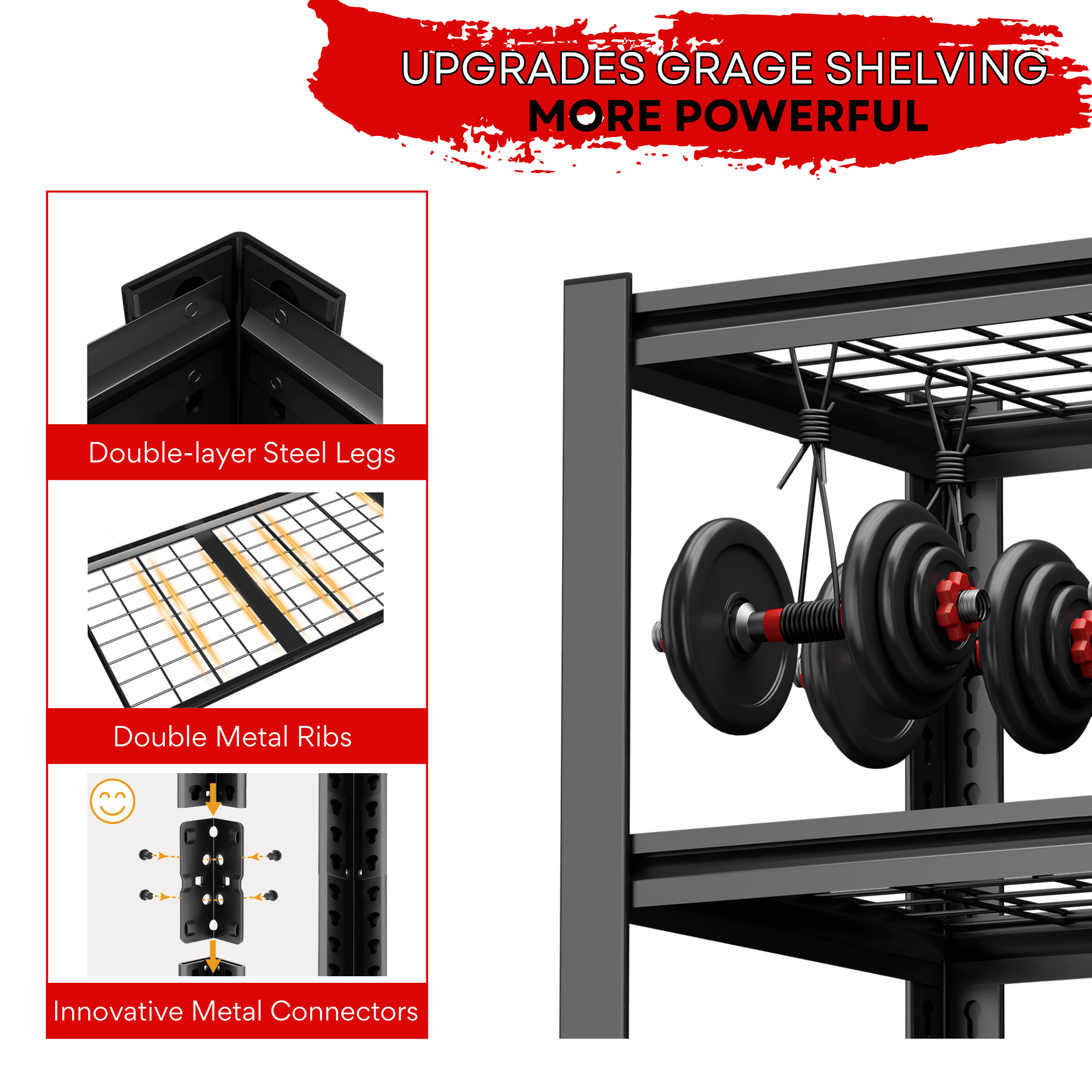 Prilinex 40"W x 20"D x 60"H Garage Shelving Unit 2200LBS Metal Storage Shelves 4 Tier Heavy Duty Storage Rack for Warehouse Pantry Kitchen, 4 Pack