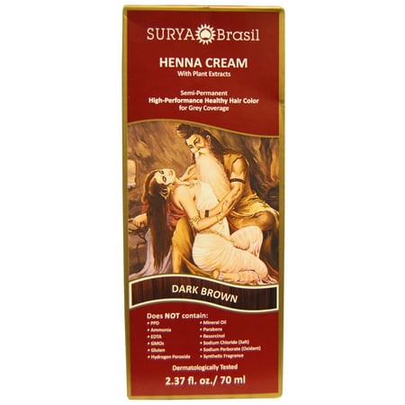 Henna Dark Brown Cream Surya Nature, Inc 2.31 oz (Best Grey Coverage For Dark Hair)
