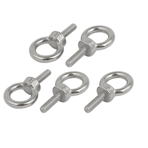5Pcs M6x20mm Thread 16mm Inside Dia 27mm OD 304 Stainless Steel Lifting Eye Bolt